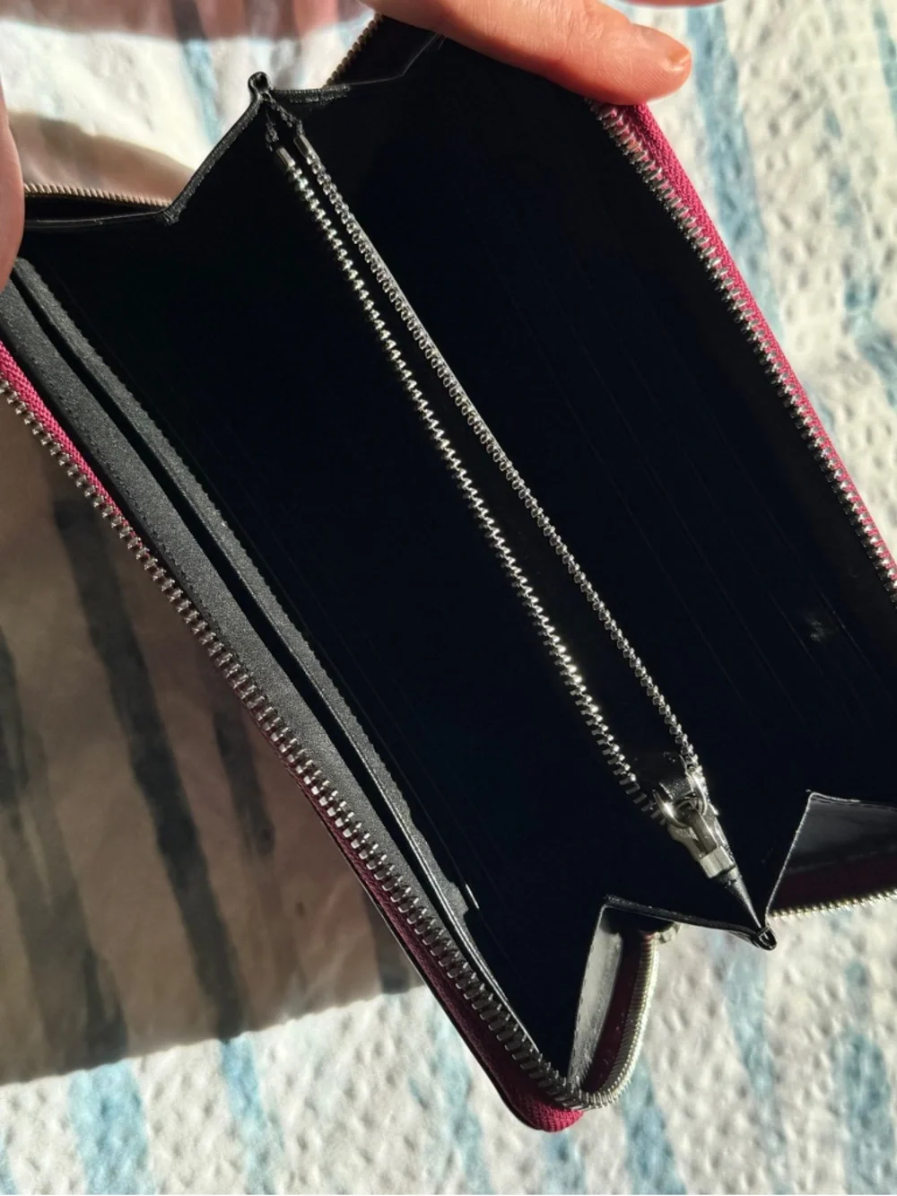 MCM Embossed Zip Wallet in Raspberry Red - Picture 3 of 7